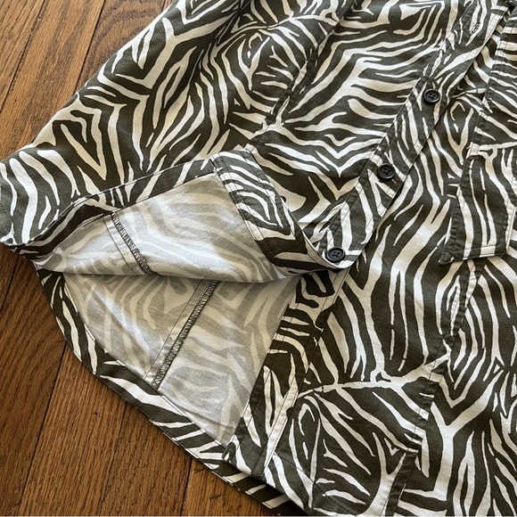 Jones New York Sport Short Sleeve Shirt Dress Belt Animal Stripes Print Pockets - Picture 4 of 9